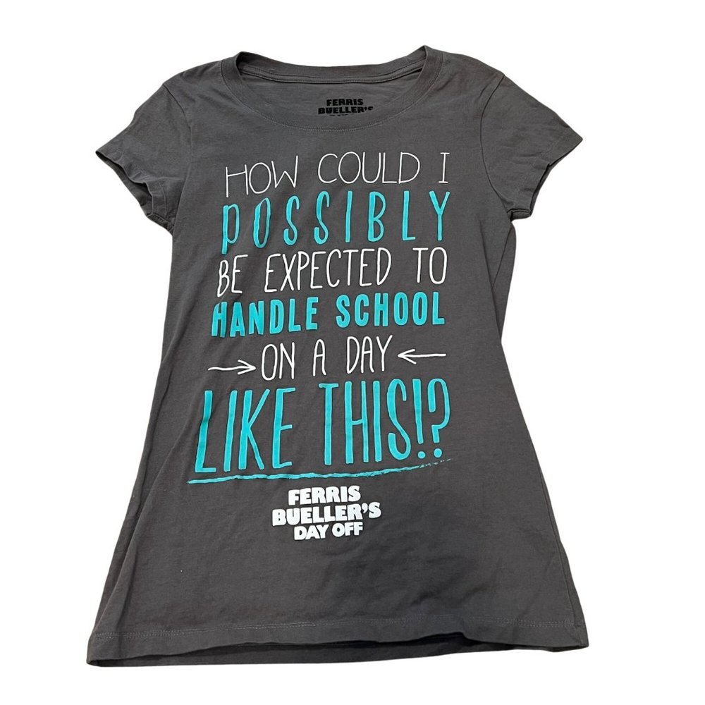 Ferris Buellers Day Off Graphic T-Shirt Juniors Small Grey 100% Cotton